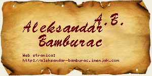Aleksandar Bamburać vizit kartica